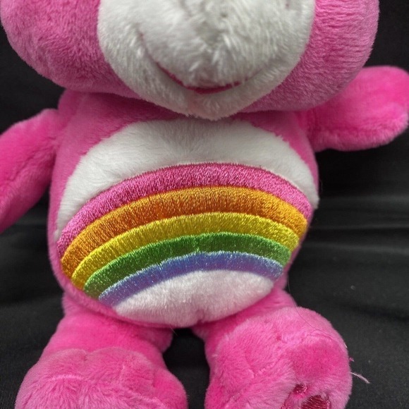 Care Bears Cheer Bear 8” Soft Pink Plush Stuffed Just Play 2015 Rainbow toy - Picture 3 of 8